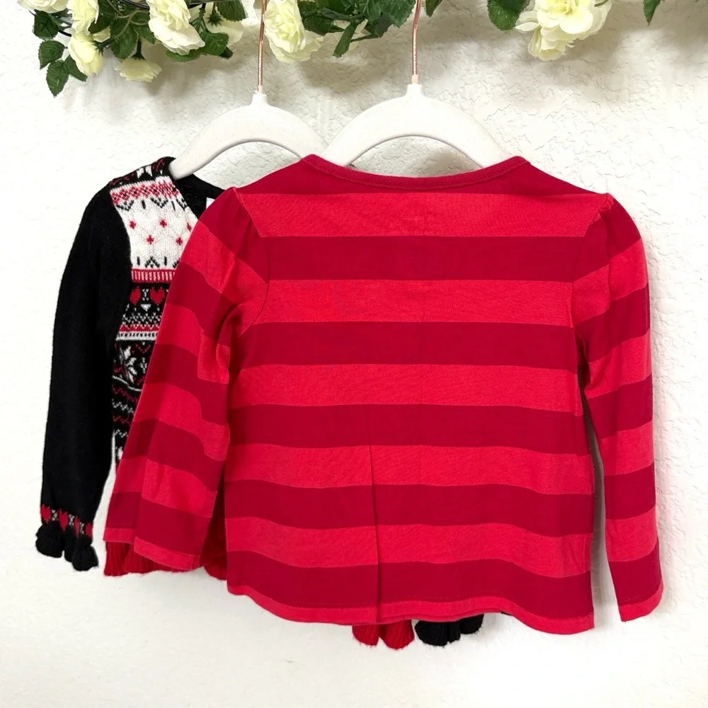 Koala Kids • Girls 2 Pc Fair Isle Sweater Cardigan & Bow Top Holiday Se